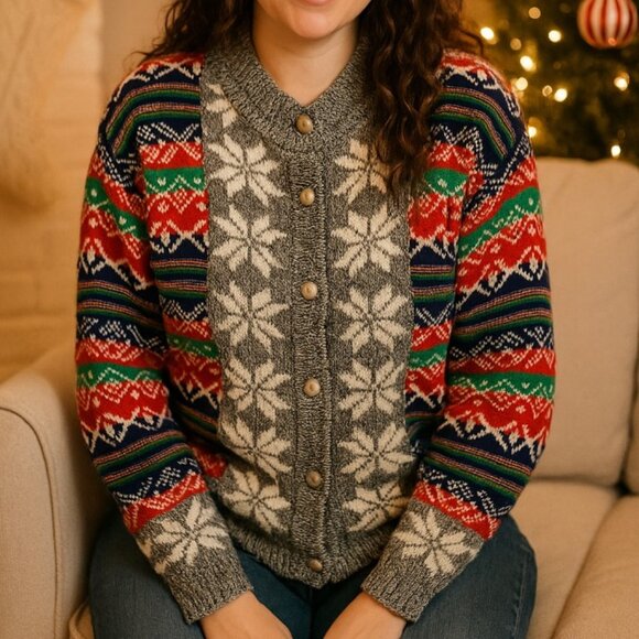 Vintage Hasting & Smith Petites Multi Color Cardigan Sweater Size S (or M) - GUC - Picture 1 of 14